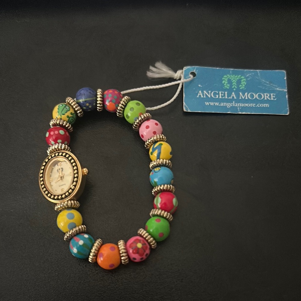 Angela Moore Multicolor Beaded Watch Bracelet